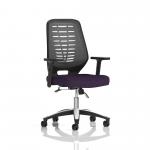 Relay Task Operator Chair Bespoke Colour Silver Back Tansy Purple With Height Adjustable Arms KCUP2080
