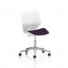 This picture shows a sleek and modern Dynamic General Desk Chair in a bold and vibrant Tansy Purple color. The 5-star base adds stability and the task operator functionality allows for versatile use. This customizable chair is perfect for any office space.
