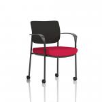 Brunswick Deluxe Black Fabric Back Black Frame Bespoke Colour Seat Bergamot Cherry With Arms With Castors KCUP2089