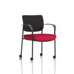 Brunswick Deluxe With Arms Black Frame With Castors Black Fabric Back Bespoke Colour Seat Bergamot Cherry KCUP2089