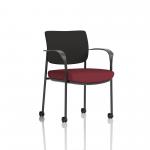 Brunswick Deluxe Black Fabric Back Black Frame Bespoke Colour Seat Ginseng Chilli With Arms With Castors KCUP2090