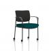 Brunswick Deluxe With Arms Black Frame With Castors Black Fabric Back Bespoke Colour Seat Maringa Teal KCUP2091