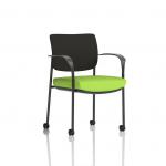 Brunswick Deluxe With Arms Black Frame With Castors Black Fabric Back Bespoke Colour Seat Myrrh Green KCUP2092