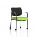 Brunswick Deluxe With Arms Black Frame With Castors Black Fabric Back Bespoke Colour Seat Myrrh Green KCUP2092