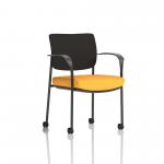 Brunswick Deluxe Black Fabric Back Black Frame Bespoke Colour Seat Senna Yellow With Arms With Castors KCUP2093