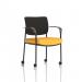 Brunswick Deluxe Black Fabric Back Black Frame Bespoke Colour Seat Senna Yellow With Arms With Castors KCUP2093