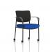 Brunswick Deluxe With Arms Black Frame With Castors Black Fabric Back Bespoke Colour Seat Stevia Blue KCUP2094