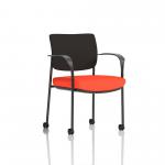 Brunswick Deluxe Black Fabric Back Black Frame Bespoke Colour Seat Tabasco Orange With Arms With Castors KCUP2095