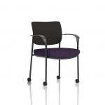 Brunswick Deluxe With Arms Black Frame With Castors Black Fabric Back Bespoke Colour Seat Tansy Purple KCUP2096