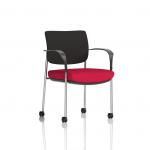 Brunswick Deluxe With Arms Chrome Frame With Castors Black Fabric Back Bespoke Colour Seat Bergamot Cherry KCUP2097