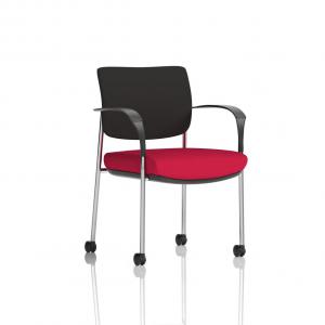 Brunswick Deluxe With Arms Chrome Frame With Castors Black Fabric Back