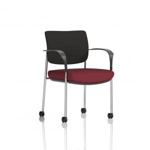 Brunswick Deluxe With Arms Chrome Frame With Castors Black Fabric Back