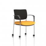 Brunswick Deluxe Black Fabric Back Chrome Frame Bespoke Colour Seat Senna Yellow With Arms With Castors KCUP2101