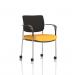 Brunswick Deluxe With Arms Chrome Frame With Castors Black Fabric Back Bespoke Colour Seat Senna Yellow KCUP2101