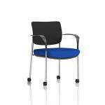 Brunswick Deluxe With Arms Chrome Frame With Castors Black Fabric Back Bespoke Colour Seat Stevia Blue KCUP2102