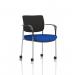 Brunswick Deluxe With Arms Chrome Frame With Castors Black Fabric Back Bespoke Colour Seat Stevia Blue KCUP2102