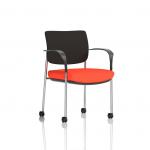 Brunswick Deluxe With Arms Chrome Frame With Castors Black Fabric Back Bespoke Colour Seat Tabasco Orange KCUP2103