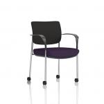 Brunswick Deluxe With Arms Chrome Frame With Castors Black Fabric Back Bespoke Colour Seat Tansy Purple KCUP2104