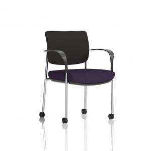 Brunswick Deluxe With Arms Chrome Frame With Castors Black Fabric Back