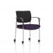 Brunswick Deluxe With Arms Chrome Frame With Castors Black Fabric Back Bespoke Colour Seat Tansy Purple KCUP2104