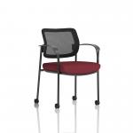 Brunswick Deluxe Mesh Back Black Frame Bespoke Colour Seat Ginseng Chilli With Arms With Castors KCUP2122