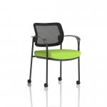 Brunswick Deluxe Mesh Back Black Frame Bespoke Colour Seat Myrrh Green With Arms With Castors KCUP2124