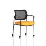 Brunswick Deluxe With Arms Black Frame With Castors Mesh Back Bespoke Colour Seat Senna Yellow KCUP2125