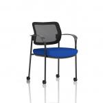 Brunswick Deluxe With Arms Black Frame With Castors Mesh Back Bespoke Colour Seat Stevia Blue KCUP2126
