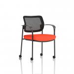 Brunswick Deluxe Mesh Back Black Frame Bespoke Colour Seat Tabasco Orange With Arms With Castors KCUP2127