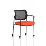 Brunswick Deluxe With Arms Black Frame With Castors Mesh Back Bespoke Colour Seat Tabasco Orange KCUP2127