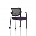 Brunswick Deluxe Mesh Back Black Frame Bespoke Colour Seat Tansy Purple With Arms With Castors KCUP2128