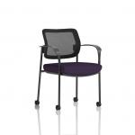 Brunswick Deluxe With Arms Black Frame With Castors Mesh Back Bespoke Colour Seat Tansy Purple KCUP2128