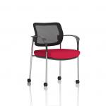 Brunswick Deluxe With Arms Chrome Frame With Castors Mesh Back Bespoke Colour Seat Bergamot Cherry KCUP2129