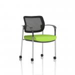 Brunswick Deluxe Mesh Back Chrome Frame Bespoke Colour Seat Myrrh Green With Arms With Castors KCUP2132