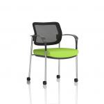 Brunswick Deluxe With Arms Chrome Frame With Castors Mesh Back Bespoke Colour Seat Myrrh Green KCUP2132