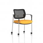 Brunswick Deluxe With Arms Chrome Frame With Castors Mesh Back Bespoke Colour Seat Senna Yellow KCUP2133