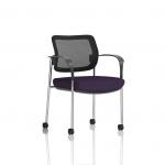 Brunswick Deluxe With Arms Chrome Frame With Castors Mesh Back Bespoke Colour Seat Tansy Purple KCUP2136