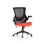 Orbit Black Mesh Back Chair Bespoke Colour Seat Tabasco Orange KCUP2140
