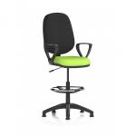 Eclipse Plus I Lever Task Operator Chair With High Rise Draughtsman Kit With Loop Arms Bespoke Colour Seat Myrrh Green KCUP2180