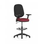 Eclipse Plus I Lever Task Operator Chair With High Rise Draughtsman Kit With Height Adjustable And Folding Arms Bespoke Colour Seat Ginseng Chilli KCUP2186