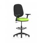 Eclipse Plus I Lever Task Operator Chair With High Rise Draughtsman Kit With Height Adjustable And Folding Arms Bespoke Colour Seat Myrrh Green KCUP2188