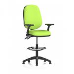 Eclipse Plus II Lever Task Operator Chair High Rise Draughtsman Kit With Height Adjustable And Folding Arms Bespoke Colour Back And Seat Myrrh Green KCUP2196