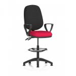 Eclipse Plus II Lever Task Operator Chair With High Rise Draughtsman Kit With Loop Arms Bespoke Colour Seat Bergamot Cherry KCUP2217