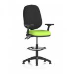 Eclipse Plus II Lever Task Operator Chair With High Rise Draughtsman Kit With Height Adjustable And Folding Arms Bespoke Colour Seat Myrrh Green KCUP2228