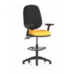 Eclipse Plus II Lever Task Operator Chair With High Rise Draughtsman Kit With Height Adjustable And Folding Arms Bespoke Colour Seat Senna Yellow KCUP2229