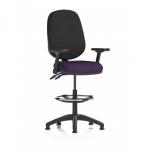 Eclipse Plus II Lever Task Operator Chair With High Rise Draughtsman Kit With Height Adjustable And Folding Arms Bespoke Colour Seat Tansy Purple KCUP2232