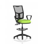 Eclipse Plus II Lever Task Operator Chair Mesh Back With High Rise Draughtsman Kit With Loop Arms Bespoke Colour Seat Myrrh Green KCUP2251