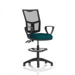 Eclipse Plus II Lever Task Operator Chair Mesh Back With High Rise Draughtsman Kit With Loop Arms Bespoke Colour Seat Maringa Teal KCUP2252