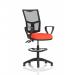 Eclipse Plus II Lever Task Operator Chair Mesh Back With High Rise Draughtsman Kit With Loop Arms Bespoke Colour Seat Tabasco Orange KCUP2255