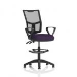 Eclipse Plus II Lever Task Operator Chair Mesh Back With High Rise Draughtsman Kit With Loop Arms Bespoke Colour Seat Tansy Purple KCUP2256